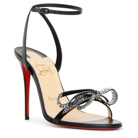Christian Louboutin Shoes - NEW Christian Louboutin Black Heels with Embellished Bow- Jewel Queen Sandals